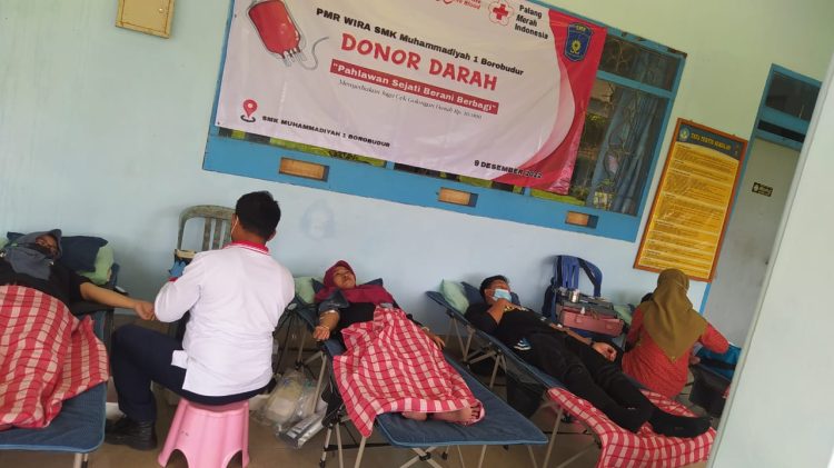Usai Vakum Selama Pandemi, SMK Muhammadiyah 1 Borobudur Kembali Gencarkan Donor Darah