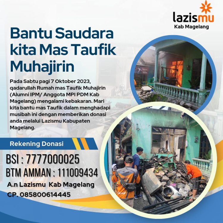 Warga Muhammadiyah Gerak Cepat Bantu Taufiq Muhajirin yang Rumahnya Terbakar